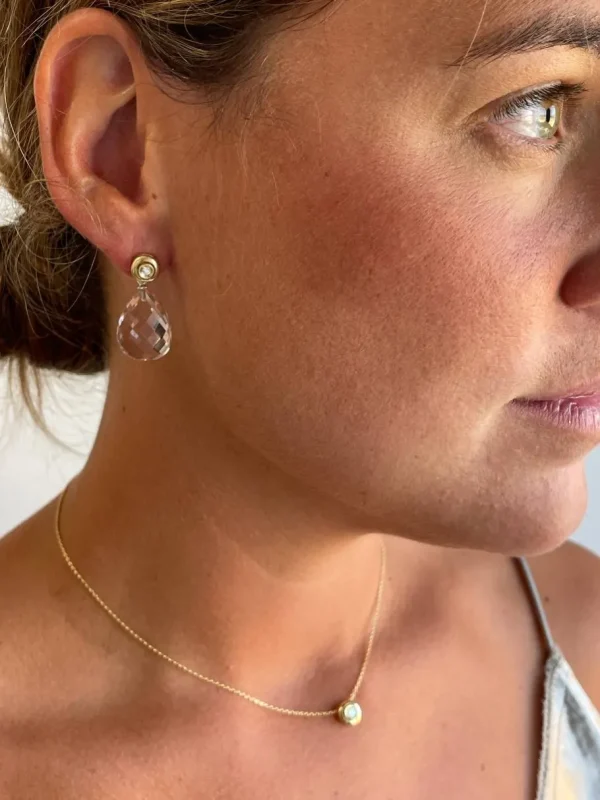 Roman Joyero Pendientes<Pendientes MOKKARILLOS dormilones desmontables de brillantes oro 18 ktes
