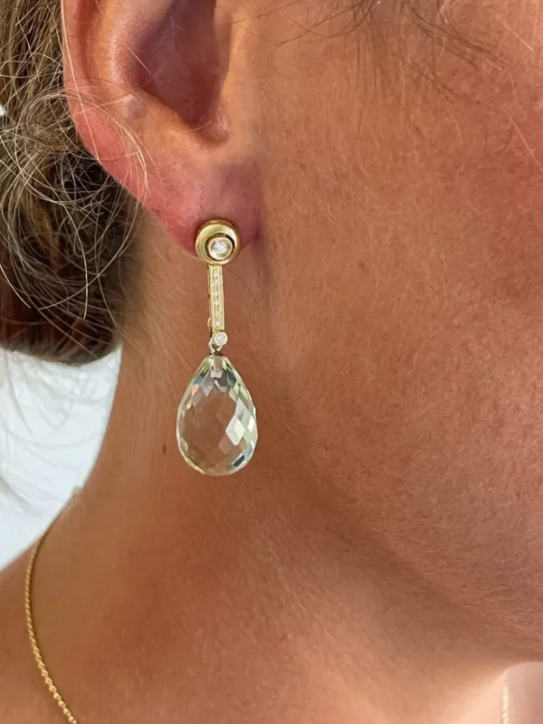 Roman Joyero Pendientes<Pendientes MOKKARILLOS dormilones desmontables de brillantes oro 18 ktes