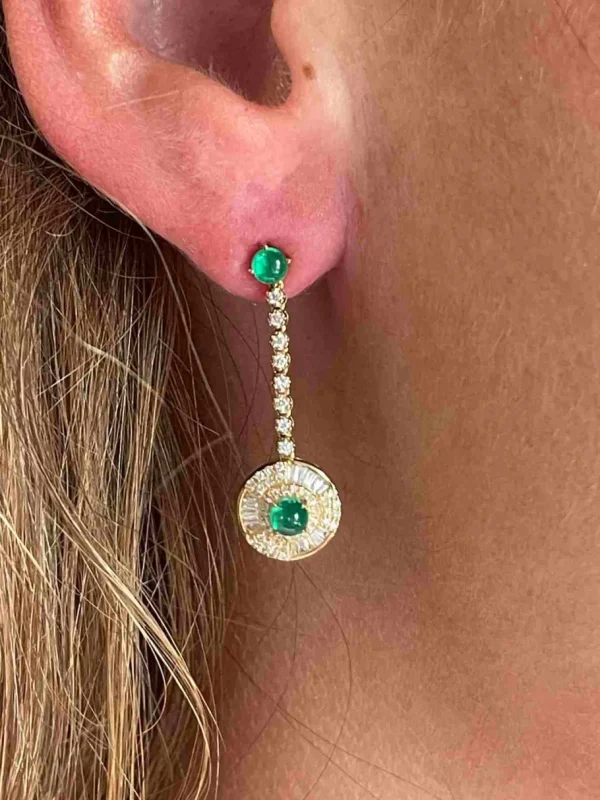 Roman Joyero Pendientes<Pendientes NIZA en oro amarillo 18 ktes con esmeraldas y brillantes