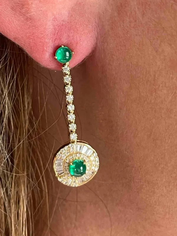 Roman Joyero Pendientes<Pendientes NIZA en oro amarillo 18 ktes con esmeraldas y brillantes
