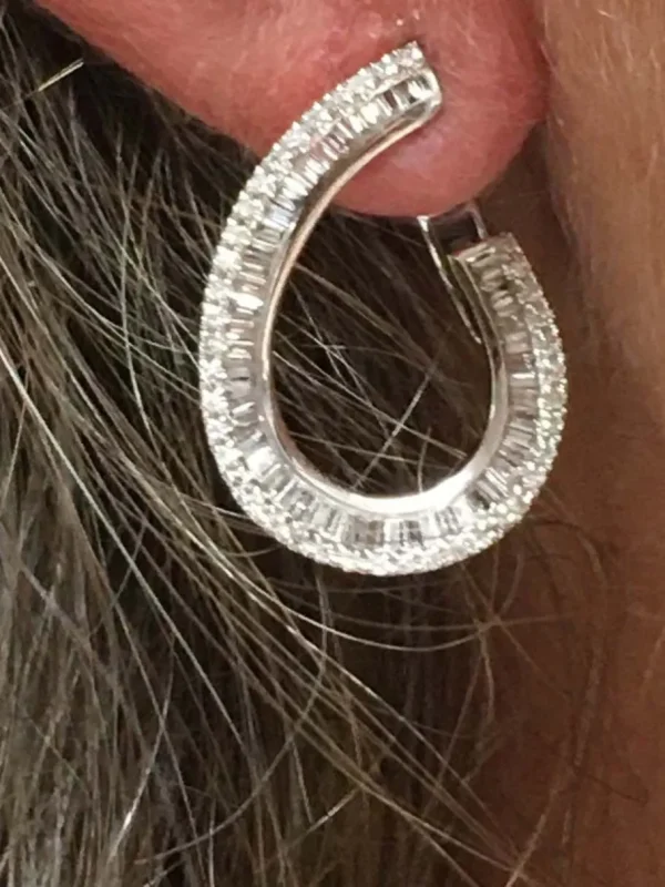 Roman Joyero Pendientes<Pendientes NURGUL en oro blanco con diamantes y baguettes