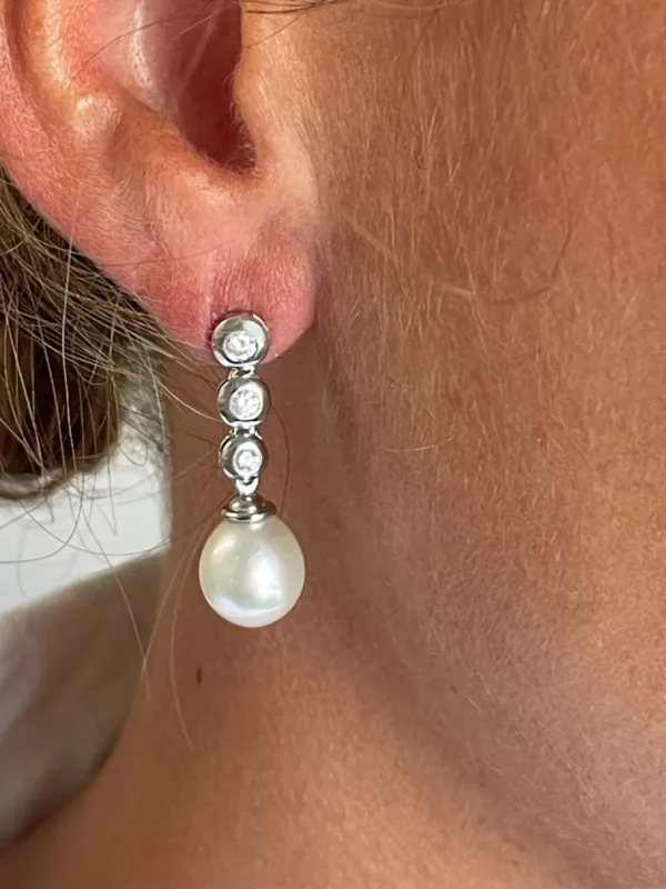 Roman Joyero Pendientes<Pendientes OLIMPO de brillantes y perlas australianas