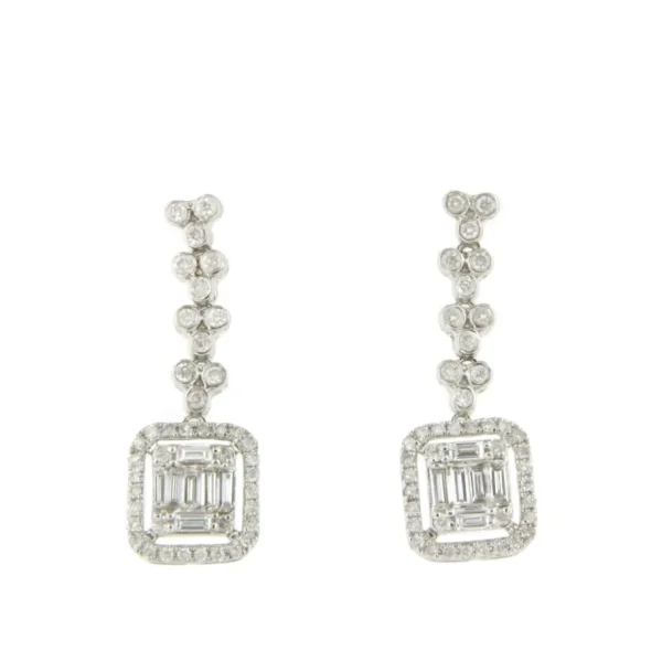 Roman Joyero Pendientes<Pendientes PARIS en oro blanco 18 ktes con brillantes y baguettes