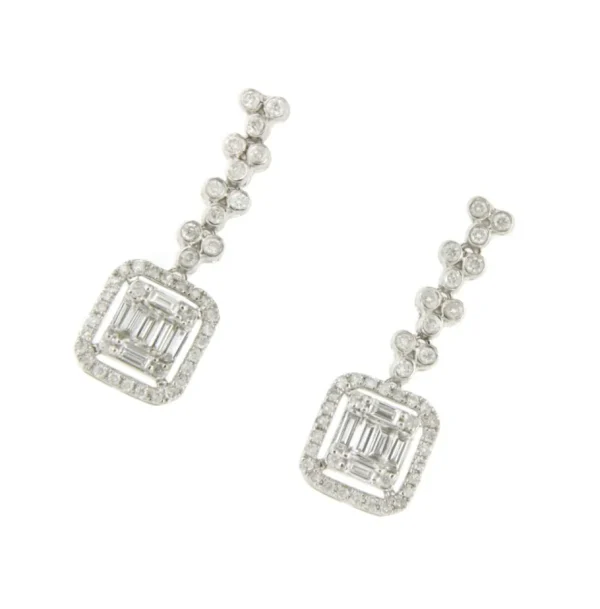 Roman Joyero Pendientes<Pendientes PARIS en oro blanco 18 ktes con brillantes y baguettes