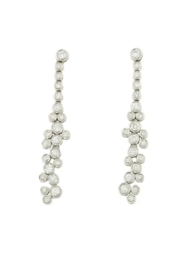 Roman Joyero Pendientes<Pendientes PINARES chorrera de brillantes en oro blanco 18 ktes