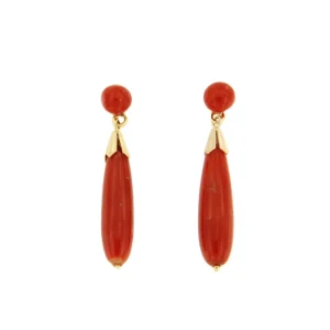 Roman Joyero Pendientes<Pendientes POLINESIA de oro de 18 kilates y corales