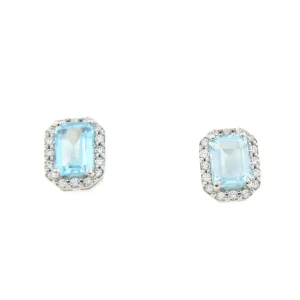 Roman Joyero Pendientes<Pendientes SEMA oro blanco con circonitas y centro aguamarina