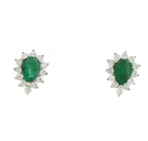 Roman Joyero Pendientes<Pendientes SERMIN de oro blanco con brillantes y esmeraldas