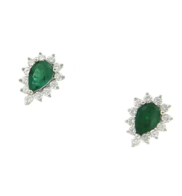 Roman Joyero Pendientes<Pendientes SERMIN de oro blanco con brillantes y esmeraldas