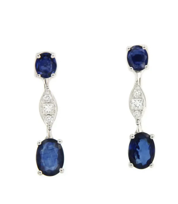Roman Joyero Pendientes<Pendientes SEVDA de oro blanco con diamantes y zafiros en 2 tallas