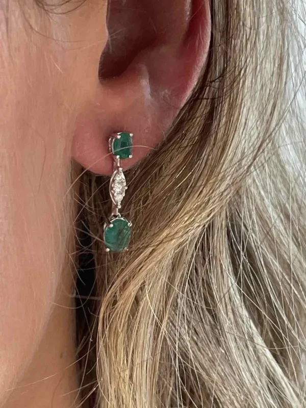 Roman Joyero Pendientes<Pendientes SEVDA de oro blanco con diamantes y zafiros en 2 tallas