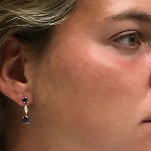Roman Joyero Pendientes<Pendientes SEVDA de oro blanco con diamantes y zafiros en 2 tallas