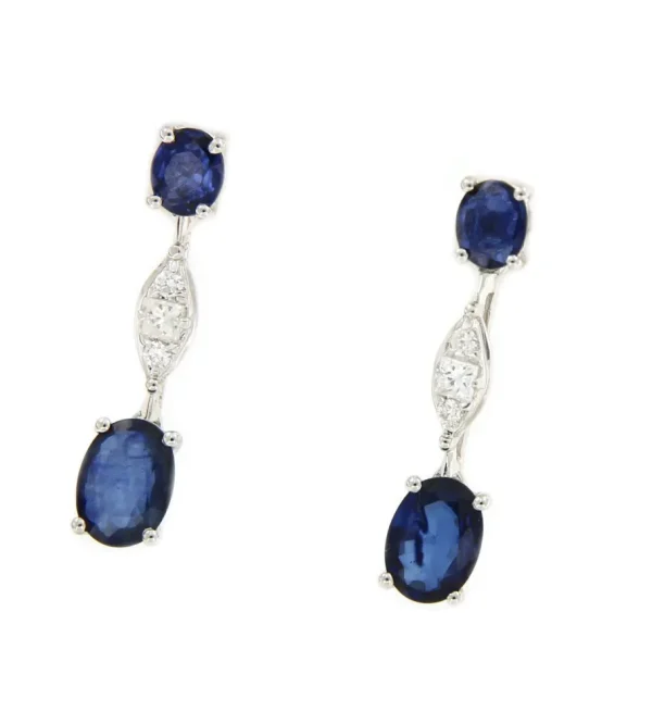 Roman Joyero Pendientes<Pendientes SEVDA de oro blanco con diamantes y zafiros en 2 tallas