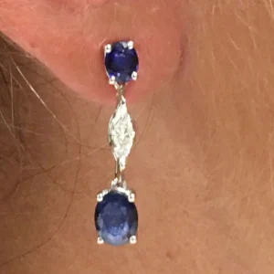 Roman Joyero Pendientes<Pendientes SEVDA de oro blanco con diamantes y zafiros en 2 tallas