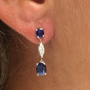 Roman Joyero Pendientes<Pendientes SEVDA de oro blanco con diamantes y zafiros en 2 tallas