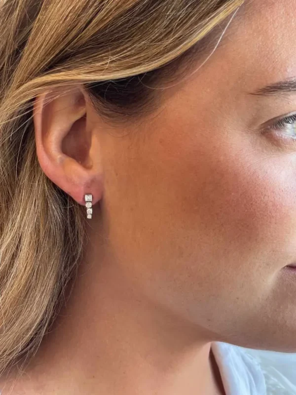 Roman Joyero Pendientes<Pendientes TERESA desmontable en oro de blanco de 18 ktes y diamantes