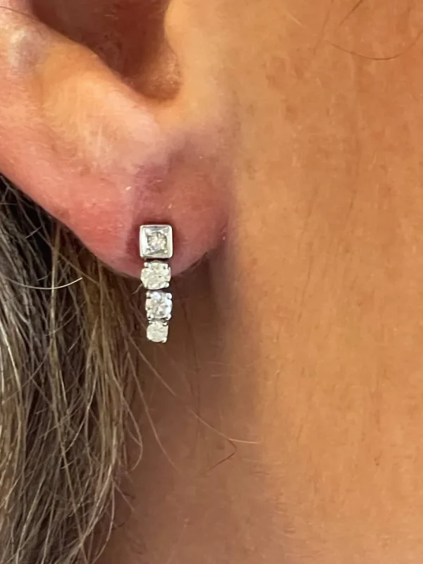 Roman Joyero Pendientes<Pendientes TERESA desmontable en oro de blanco de 18 ktes y diamantes