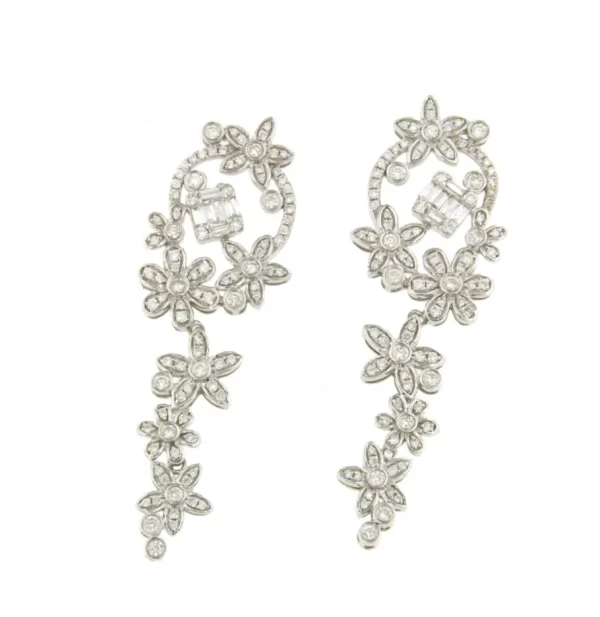 Roman Joyero Pendientes<Pendientes TOULOUSE largos en oro blanco 18 ktes con diamantes