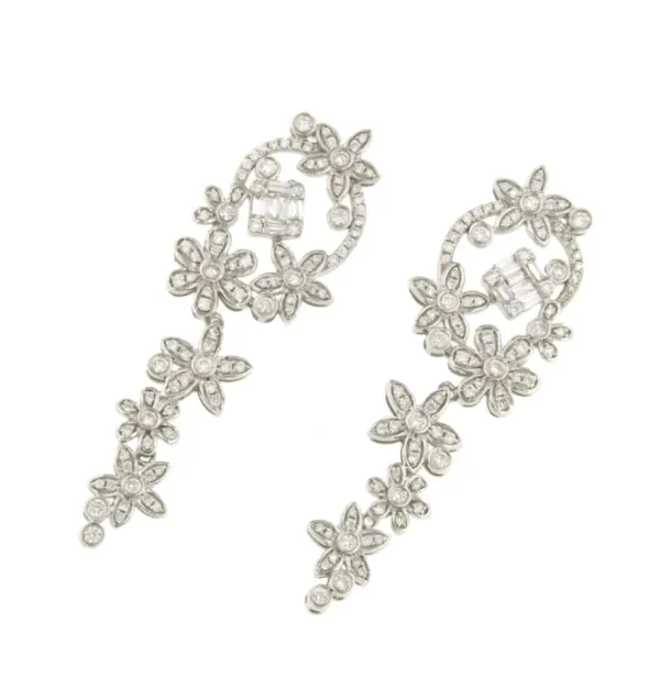 Roman Joyero Pendientes<Pendientes TOULOUSE largos en oro blanco 18 ktes con diamantes