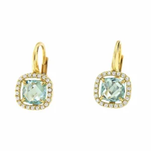 Roman Joyero Pendientes<Pendientes ZAFER en oro amarillo 18kt cuarzo azul y circonitas
