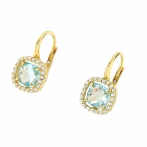 Roman Joyero Pendientes<Pendientes ZAFER en oro amarillo 18kt cuarzo azul y circonitas