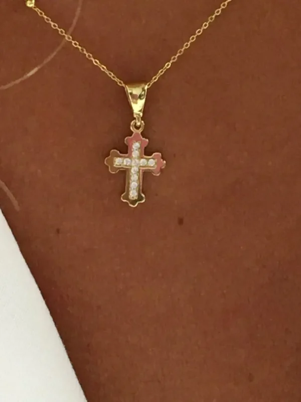 Roman Joyero Colgantes<Pequeña cruz con circonitas BURSA en oro amarillo de 18 ktes