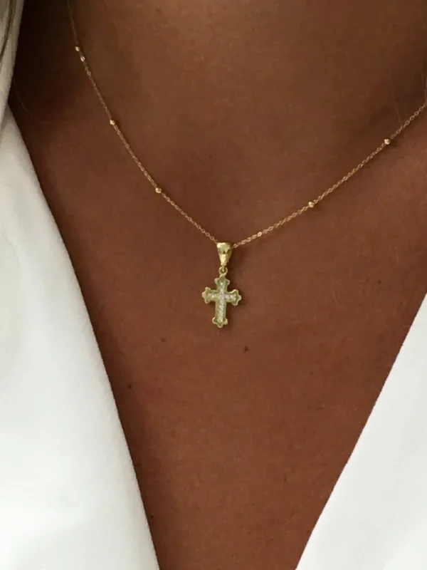 Roman Joyero Colgantes<Pequeña cruz con circonitas BURSA en oro amarillo de 18 ktes