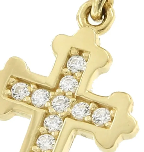 Roman Joyero Colgantes<Pequeña cruz con circonitas BURSA en oro amarillo de 18 ktes