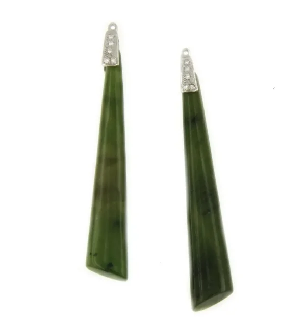 Roman Joyero Pendientes<Perillas BAILE con casquilla de brillantes y jade