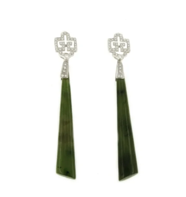 Roman Joyero Pendientes<Perillas BAILE con casquilla de brillantes y jade