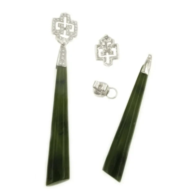 Roman Joyero Pendientes<Perillas BAILE con casquilla de brillantes y jade