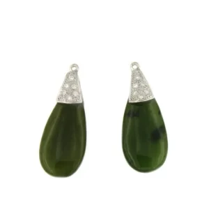 Roman Joyero Pendientes<Perillas BANDIDO en jade con casquilla de brillantes