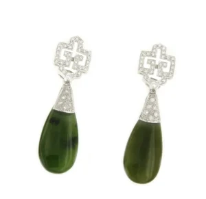 Roman Joyero Pendientes<Perillas BANDIDO en jade con casquilla de brillantes