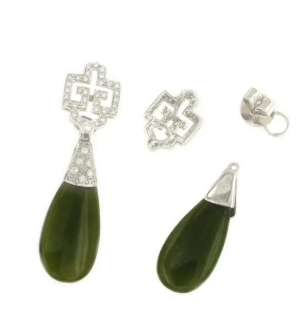 Roman Joyero Pendientes<Perillas BANDIDO en jade con casquilla de brillantes