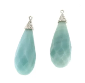 Roman Joyero Pendientes<Perillas DECANTE de amazonite con casquilla de brillantes