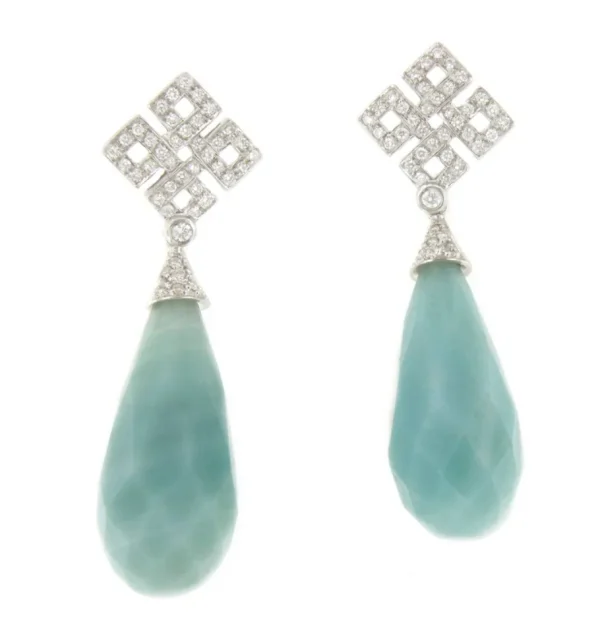 Roman Joyero Pendientes<Perillas DECANTE de amazonite con casquilla de brillantes