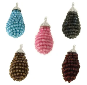 Roman Joyero Pendientes<Perillas DUENDE, cuarzo rosa o labradorite con casquilla de brillantes