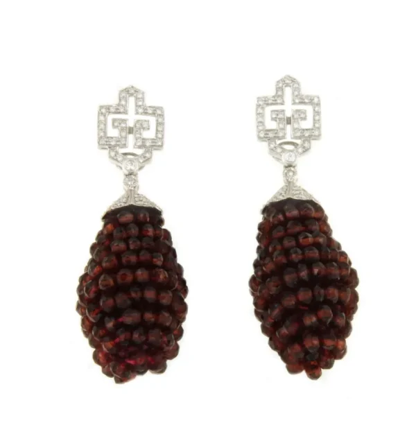 Roman Joyero Pendientes<Perillas DUENDE, cuarzo rosa o labradorite con casquilla de brillantes