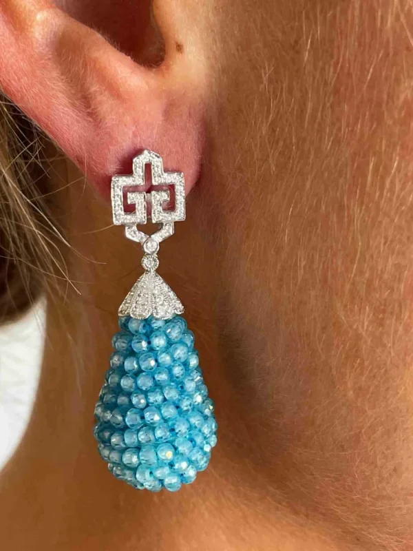 Roman Joyero Pendientes<Perillas DUENDE, cuarzo rosa o labradorite con casquilla de brillantes