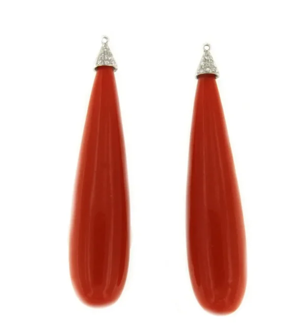 Roman Joyero Pendientes<Perillas FUERTE coral prensado con casquilla de brillantes