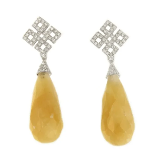 Roman Joyero Pendientes<Perillas MUDEJAR de aragonite con casquilla de brillantes