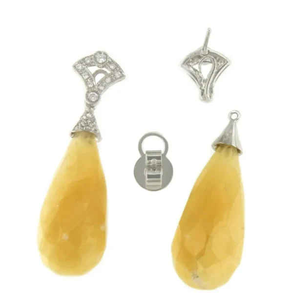 Roman Joyero Pendientes<Perillas MUDEJAR de aragonite con casquilla de brillantes