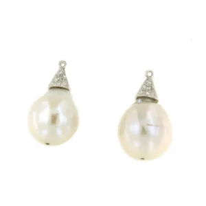 Roman Joyero Pendientes<Perlas SILE con casquilla de brillantes y oro blanco 18 ktes