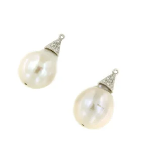 Roman Joyero Pendientes<Perlas SILE con casquilla de brillantes y oro blanco 18 ktes