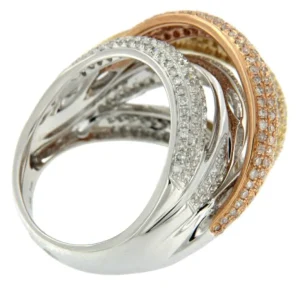 Roman Joyero Anillos<POZZUOLI, anillo en oro de tres colores y diamantes