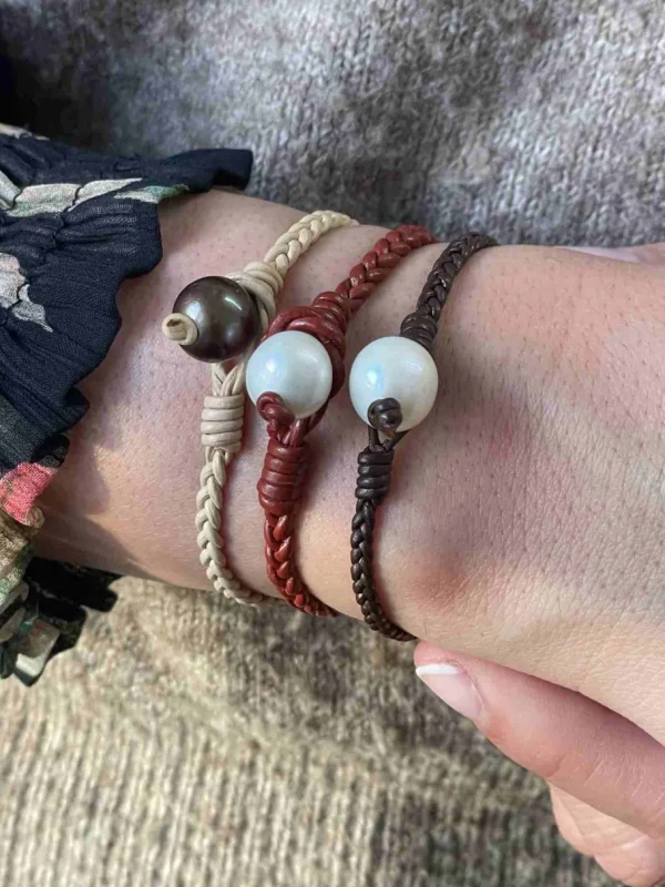 Roman Joyero Pulseras<Pulsera CABO con cuero en diferentes colores y perla Indonesia