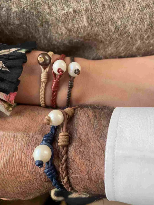 Roman Joyero Pulseras<Pulsera CABO con cuero en diferentes colores y perla Indonesia