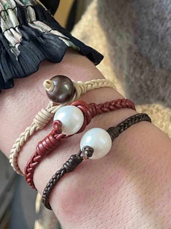 Roman Joyero Pulseras<Pulsera CABO con cuero en diferentes colores y perla Indonesia