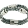 Roman Joyero Acero<Pulsera con doble cabo de acero y piel en color gris.