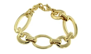 Roman Joyero Acero<Pulsera de acero dorada con argollas barbadas.